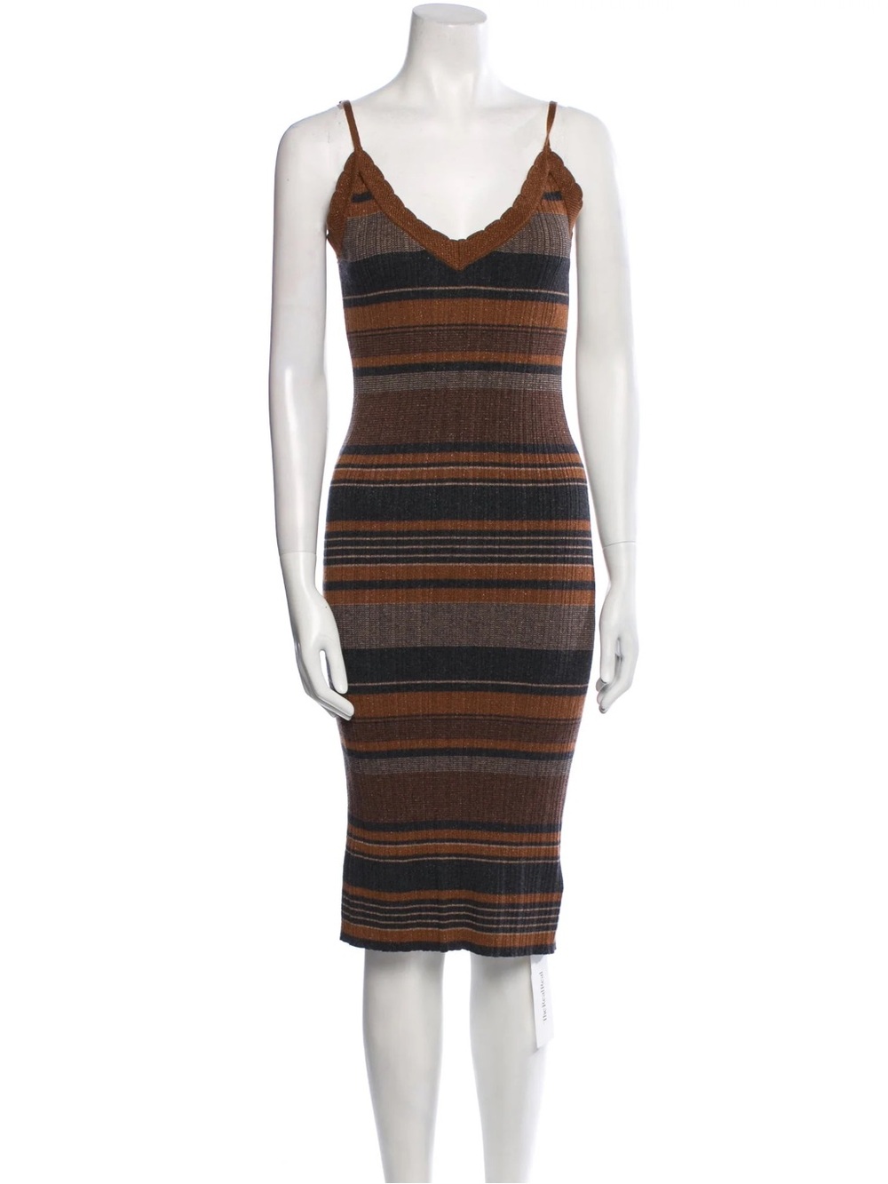 L'AGENCE Sandi Striped Knit Summer Dress with Spaghetti Straps